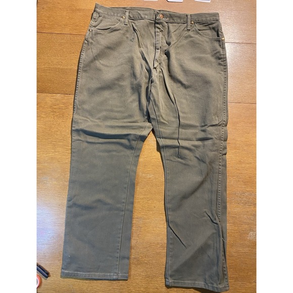 Vintage Wrangler 13MWZ Work Jeans 42x30 Olive Green USA Made Cowboy Cut Denim - Picture 1 of 10